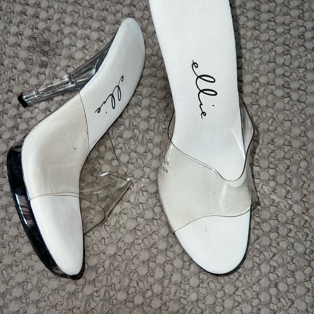 Ellie Women's Clear and White Heels